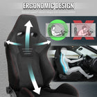 Universal Fully Adjustable Reclining Bucket Racing Seat - Premium Black Suede Finish with Sport Red Stitching Detail (Includes Seat Sliders)