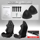 Universal Fully Adjustable Reclining Bucket Racing Seat - Premium Black Suede Finish with Sport Red Stitching Detail (Includes Seat Sliders)
