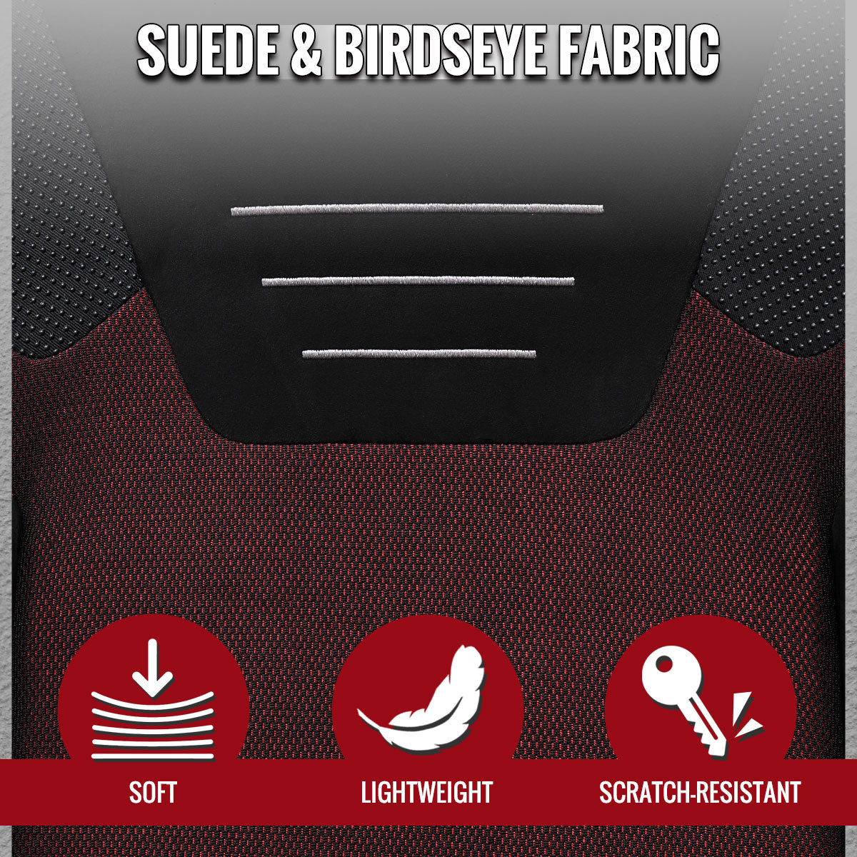 Universal Fully Adjustable Reclining Bucket Racing Seat - High-Performance Black Suede with Breathable Red Mesh Insert and Enhanced Bolsters (Includes Seat Sliders)