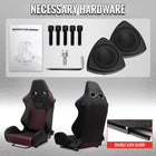 Universal Fully Adjustable Reclining Bucket Racing Seat - High-Performance Black Suede with Breathable Red Mesh Insert and Enhanced Bolsters (Includes Seat Sliders)