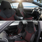 Universal Fully Adjustable Reclining Bucket Racing Seat - High-Performance Black Suede with Breathable Red Mesh Insert and Enhanced Bolsters (Includes Seat Sliders)