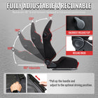 Universal Fully Adjustable Reclining Bucket Racing Seat - High-Performance Two-Tone Black & Red Suede with Enhanced Bolsters (Includes Seat Sliders)