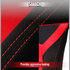 Universal Fully Adjustable Reclining Bucket Racing Seat - High-Performance Two-Tone Black & Red Suede with Enhanced Bolsters (Includes Seat Sliders)