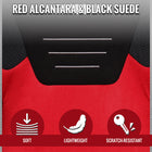 Universal Fully Adjustable Reclining Bucket Racing Seat - High-Performance Two-Tone Black & Red Suede with Enhanced Bolsters (Includes Seat Sliders)