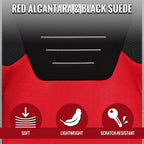 Universal Fully Adjustable Reclining Bucket Racing Seat - High-Performance Two-Tone Black & Red Suede with Enhanced Bolsters (Includes Seat Sliders)