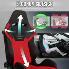Universal Fully Adjustable Reclining Bucket Racing Seat - High-Performance Two-Tone Black & Red Suede with Enhanced Bolsters (Includes Seat Sliders)