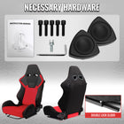 Universal Fully Adjustable Reclining Bucket Racing Seat - High-Performance Two-Tone Black & Red Suede with Enhanced Bolsters (Includes Seat Sliders)