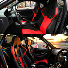 Universal Fully Adjustable Reclining Bucket Racing Seat - High-Performance Two-Tone Black & Red Suede with Enhanced Bolsters (Includes Seat Sliders)
