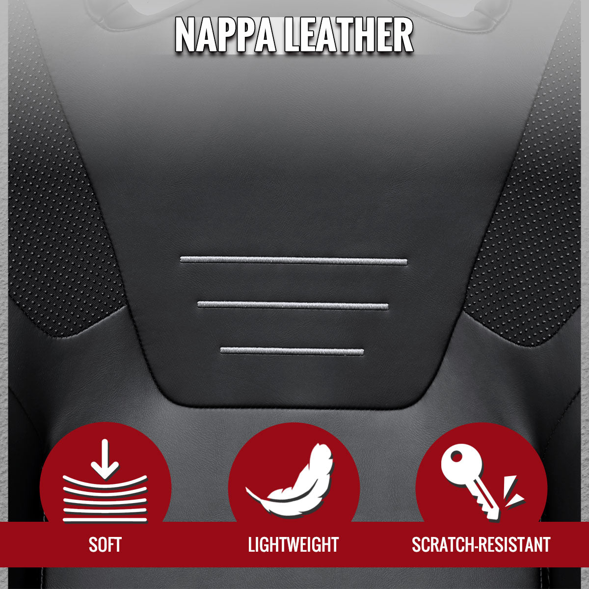Universal Fully Adjustable Reclining Bucket Racing Seat - Durable Black PU Leather Upholstery (Includes Seat Sliders)