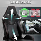 Universal Fully Adjustable Reclining Bucket Racing Seat - Durable Black PU Leather Upholstery (Includes Seat Sliders)