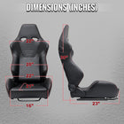 Universal Fully Adjustable Reclining Bucket Racing Seat - Durable Black PU Leather Upholstery (Includes Seat Sliders)