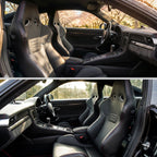 Universal Fully Adjustable Reclining Bucket Racing Seat - Durable Black PU Leather Upholstery (Includes Seat Sliders)