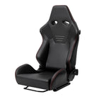 Universal Fully Adjustable Reclining Bucket Racing Seat - Durable Black PU Leather Upholstery (Includes Seat Sliders)