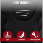 Universal Competition Style Fixed-Back Bucket Racing Seat - Premium Black Suede with Red Stitching Detail (Includes Seat Sliders)