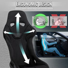 Universal Competition Style Fixed-Back Bucket Racing Seat - Premium Black Suede with Red Stitching Detail (Includes Seat Sliders)