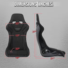Universal Competition Style Fixed-Back Bucket Racing Seat - Premium Black Suede with Red Stitching Detail (Includes Seat Sliders)