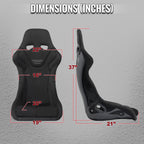 Universal Competition Style Fixed-Back Bucket Racing Seat - Premium Black Suede with Red Stitching Detail (Includes Seat Sliders)