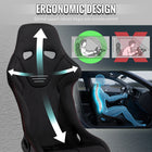 Universal Competition Style Fixed-Back Bucket Racing Seat - Premium Black Suede with Silver Stitching Detail (Includes Seat Sliders)
