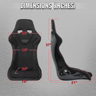 Universal Competition Style Fixed-Back Bucket Racing Seat - Premium Black Suede with Silver Stitching Detail (Includes Seat Sliders)