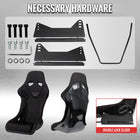 Universal Competition Style Fixed-Back Bucket Racing Seat - Premium Black Suede with Silver Stitching Detail (Includes Seat Sliders)
