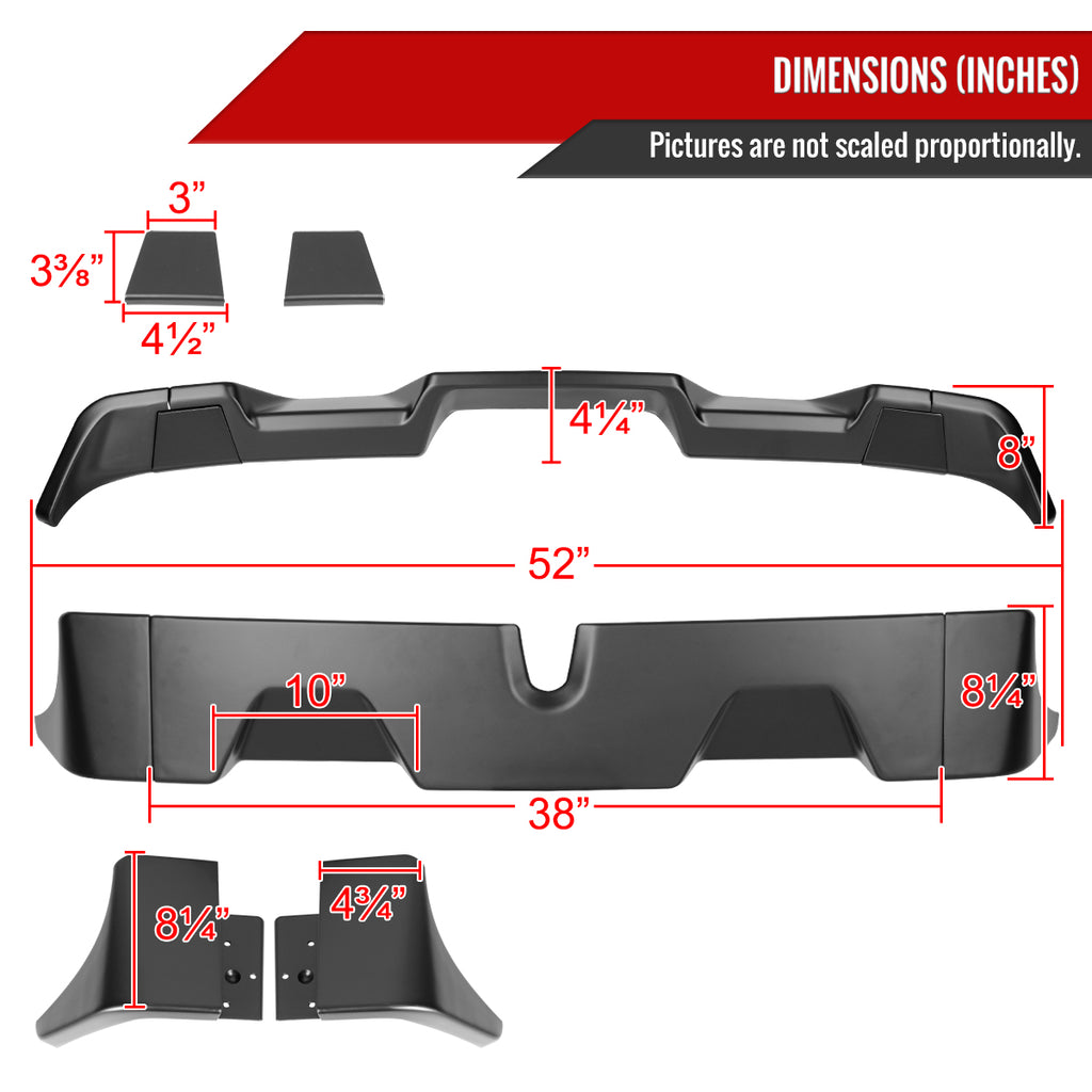 2016-2022 Toyota Tacoma Rear Roof Matte Black Truck Spoiler Wing Kit