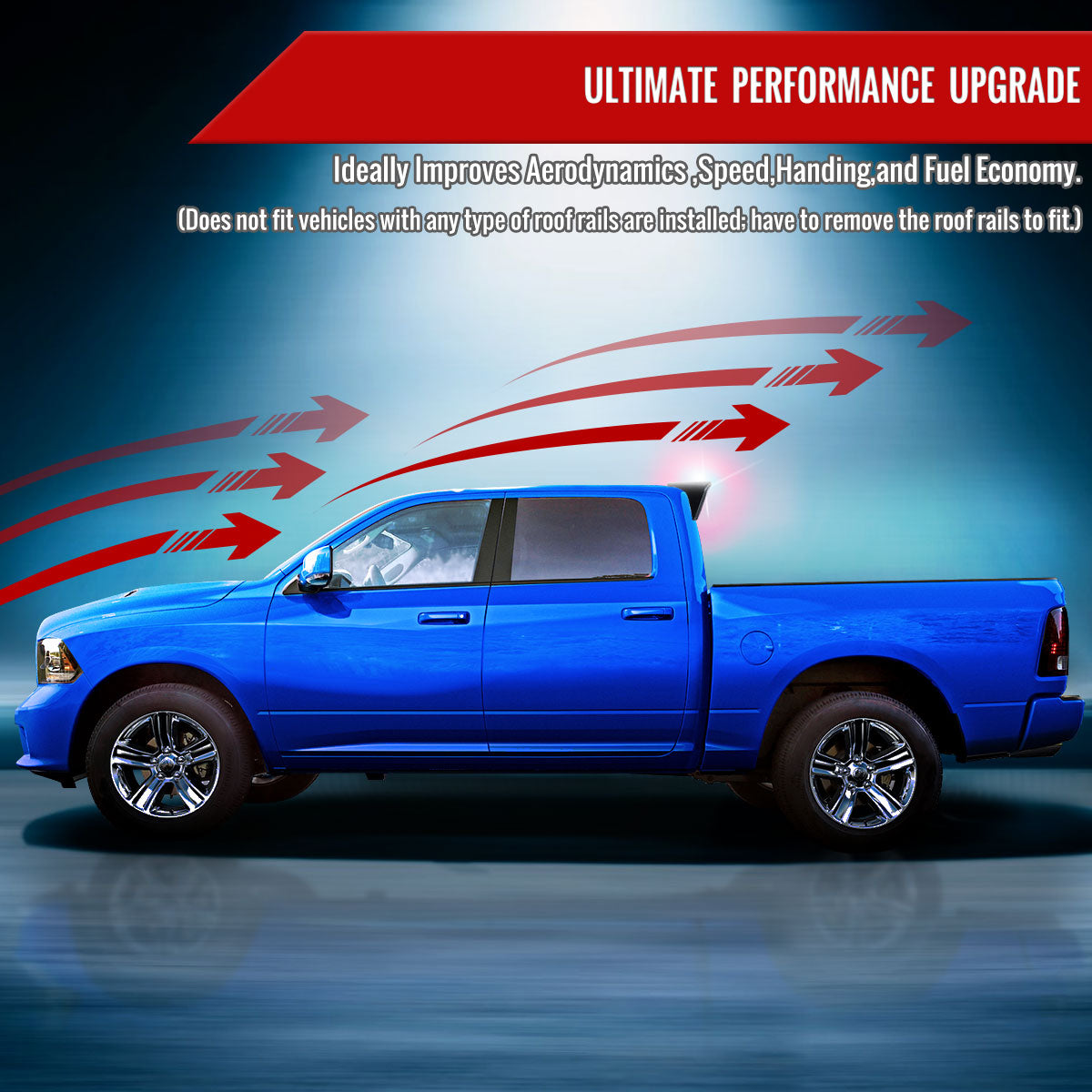 2016-2022 Toyota Tacoma Rear Roof Matte Black Truck Spoiler Wing Kit