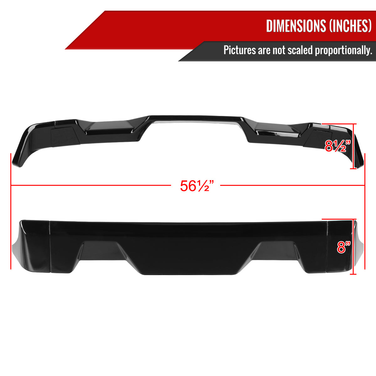 2007-2013 Toyota Tundra Rear Roof Glossy Black Truck Spoiler Wing Kit