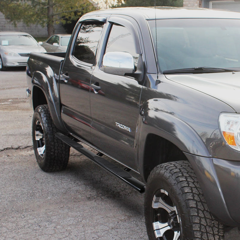 2005-2021 Toyota Tacoma Double (Crew) Cab 4" Black Stainless Steel Side Step Nerf Bars
