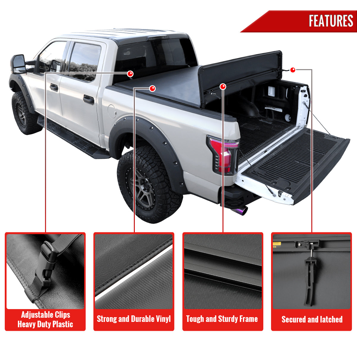 1989-2004 Toyota Compact Pickup Fleetside 6' Short Bed Soft Quad-Fold Tonneau Cover