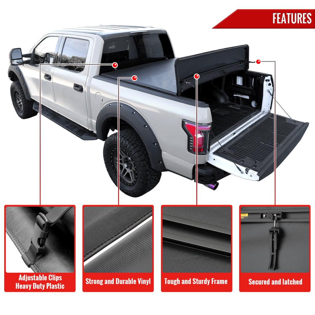 2017-2024 Nissan Titan 5'7" Truck Short Bed Soft Quad-Fold Tonneau Cover